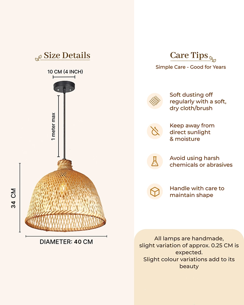 Natural Bamboo Hanging Lamp for Kids Room and Living Room