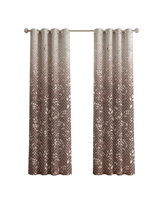 Premium Polycotton Eyelet Door Curtain (Brown, 7 ft)