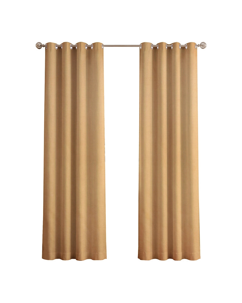 Modern Polyester Door Curtain in Eyelet Style (Brown, 7 ft)