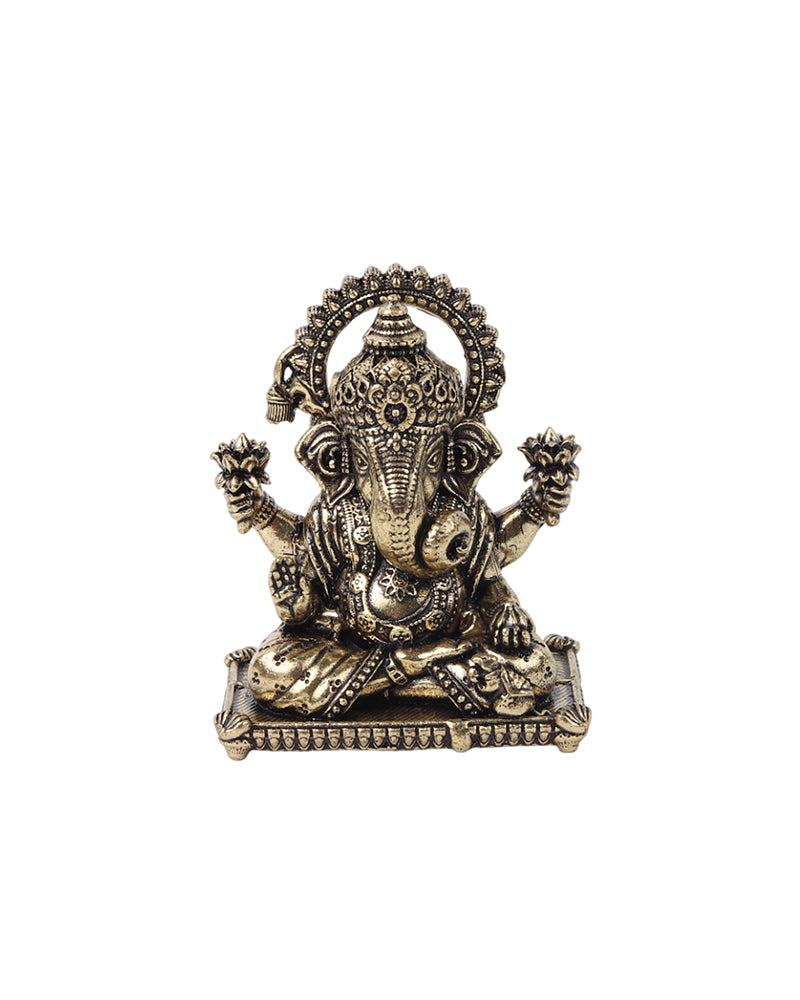 Pure Brass Ganesha Idol for Prosperity, Blessings, and Home Temple