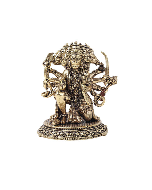 Panchmukhi Hanuman Brass Idol Figurine for Devotion and Daily Worship