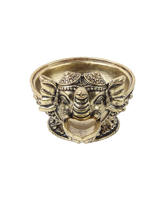 Handcrafted Ganesha Brass Oil Lamp for Aarti and Festive Worship