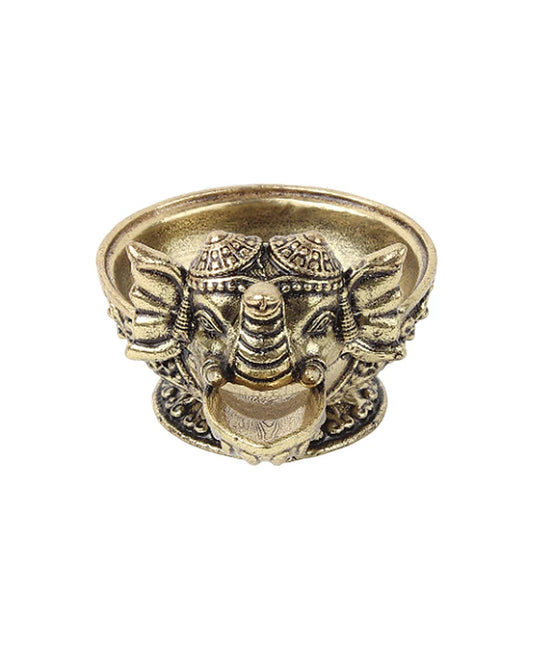 Handcrafted Ganesha Brass Oil Lamp for Aarti and Festive Worship
