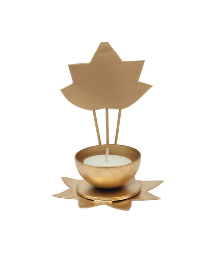 Metal Lotus Tea Light Holder with Decorative Stand for Pooja