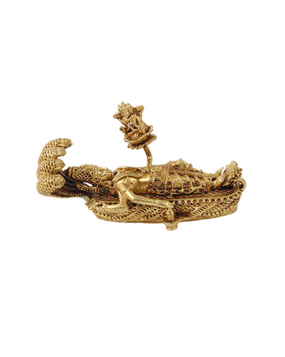 Lord Vishnu Brass Idol on Sheshnag with Shivling and Brahma ji for Pooja