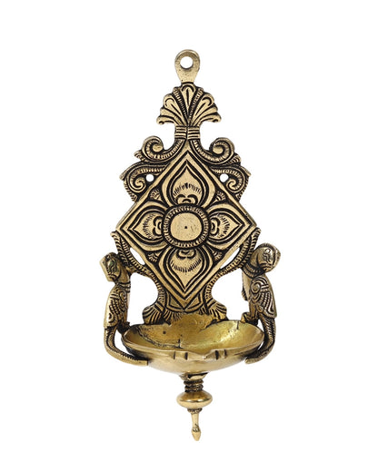 Decorative Brass Hanging Diya for Aarti, Pooja Items, and Home Decor