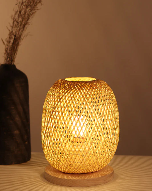 Bamboo Table Lamp for Dining Space and Home Decoration