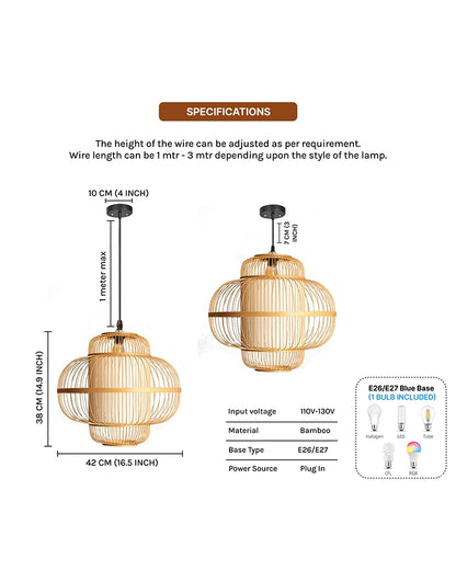 Elegant Bamboo Pendant Lamp for Dining Room and Lounge - Pack of 1