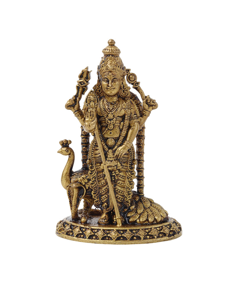 Traditional Pure Brass Kartikeya Idol for Daily Worship and Rituals