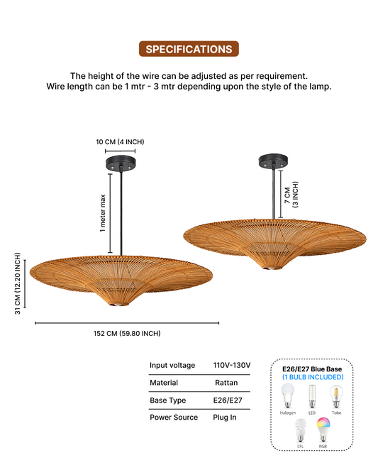 Handmade Bamboo Pendant Light for Balcony and Patio