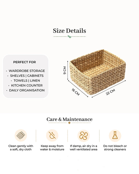 Seagrass Storage Basket and Organizer Tray for Shelf and Wardrobe