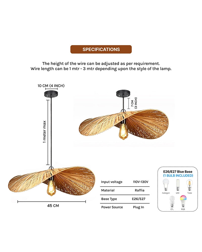 Handmade Raffia Pendant Lamp for Home and Balcony