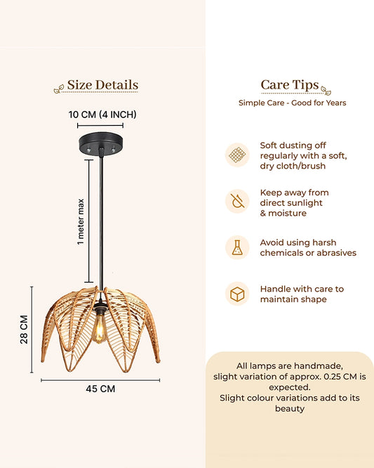 Artistic Rattan Ceiling Light for Cafe and Restaurant
