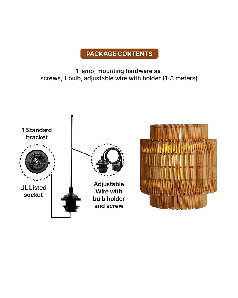 Bamboo Cane Wall Lamp for Bedroom & Living Room