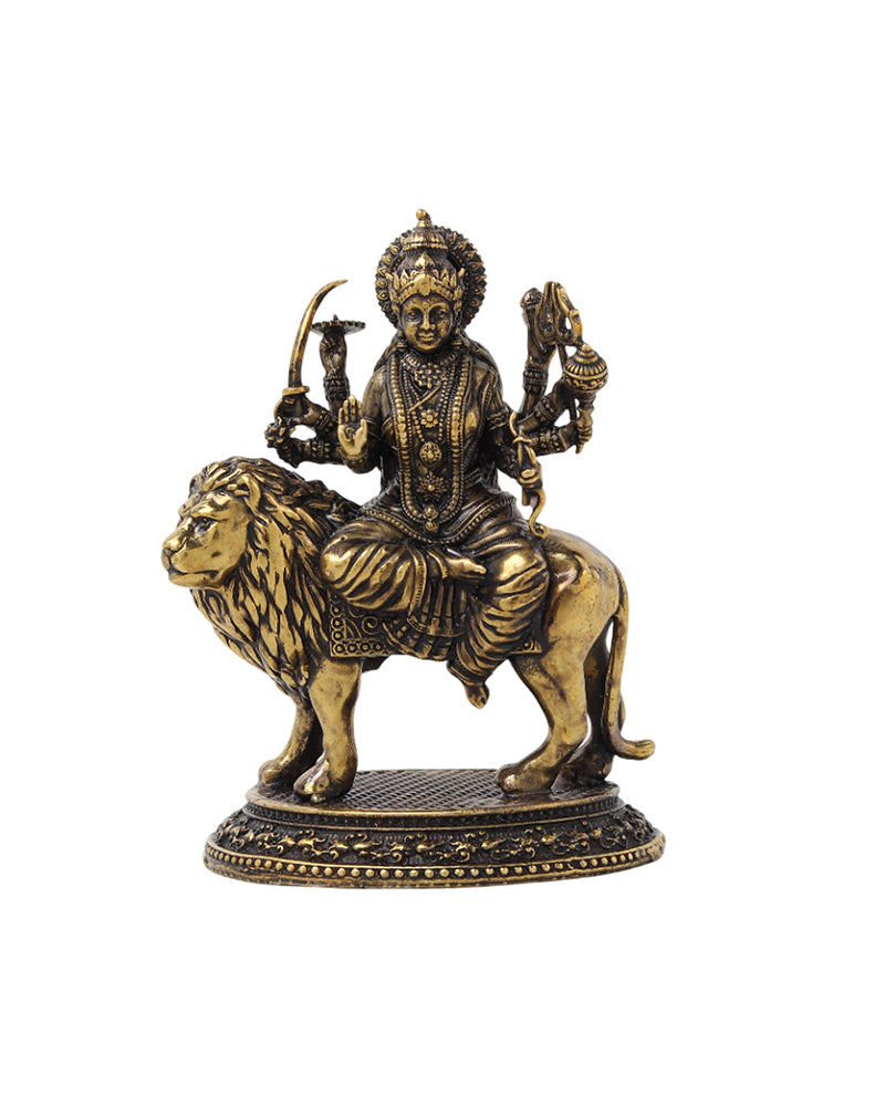 Pure Brass Durga Idol Figurine for Devotion and Spiritual Corners