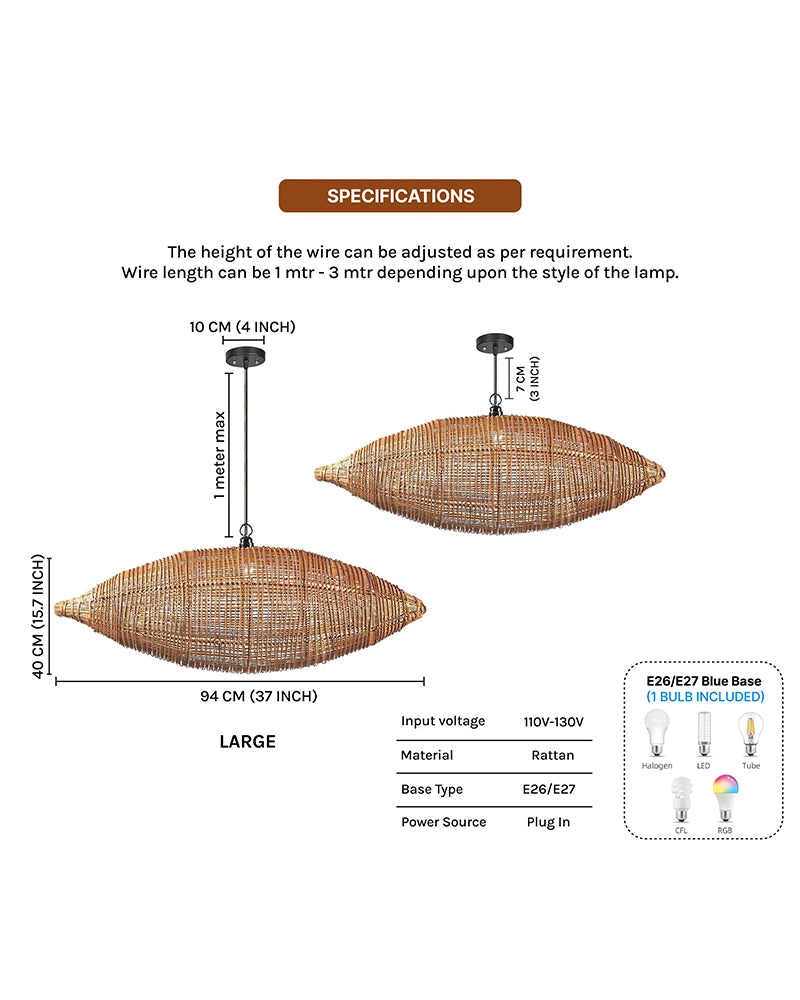 Elegant Rattan Hanging Lamp for Hall and Living Area