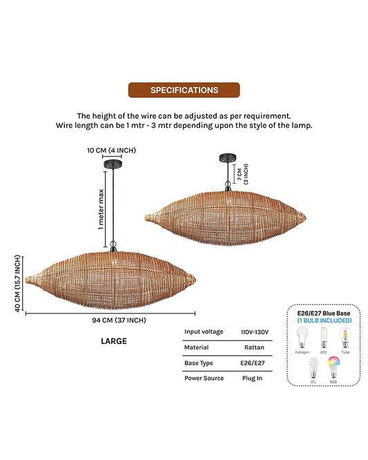 Elegant Rattan Hanging Lamp for Hall and Living Area