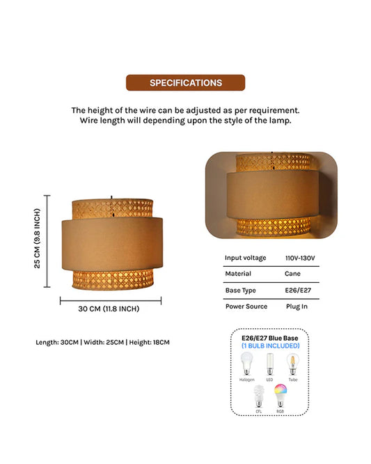 Stylish Rattan Wall Lamp for Balcony and Hall