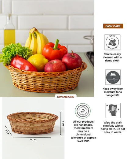 Wicker Fruit and Storage Baskets for Kitchen, Cane Gift Hamper
