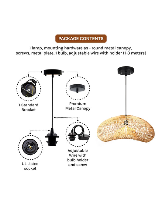 Handmade Rattan Ceiling Light for Home and Balcony