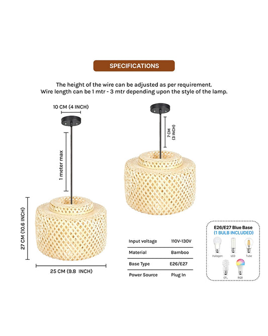 Elegant Cane Hanging Lamp for Living Space and Dining Area