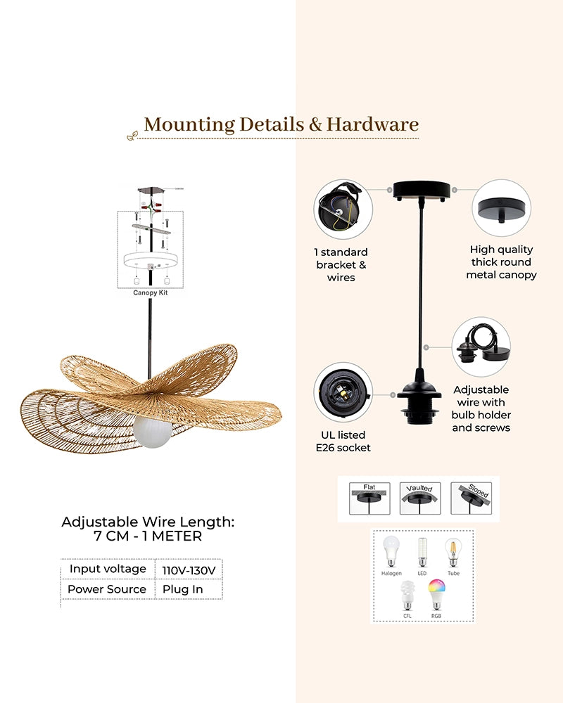 Artistic Raffia Ceiling Light for Living Room Decoration