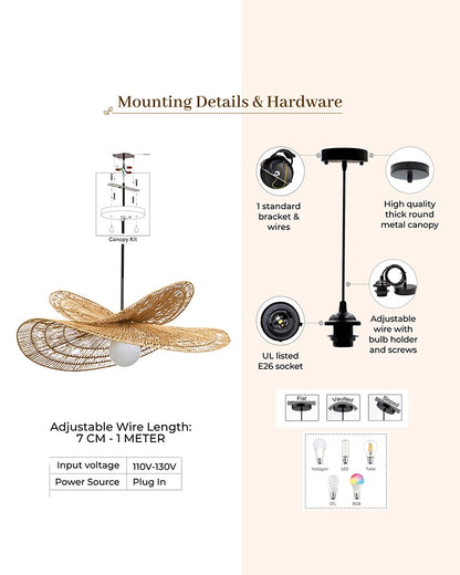 Artistic Raffia Ceiling Light for Living Room Decoration