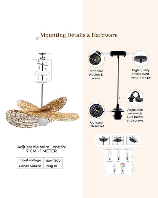 Artistic Raffia Ceiling Light for Living Room Decoration
