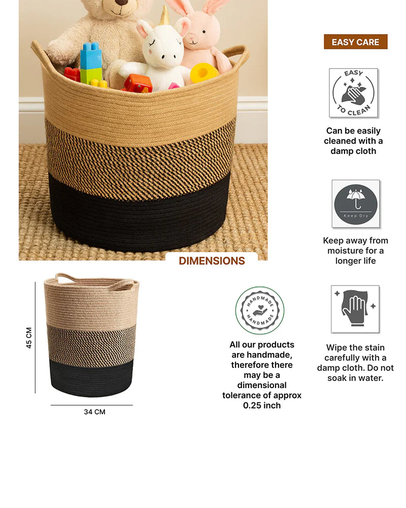 Jute Laundry Basket for Clothes and Toy Storage, Jute Storage Basket and Laundry Bag