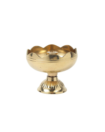 Traditional Brass Diya Set of 2 Pooja Room Decor (Gold)