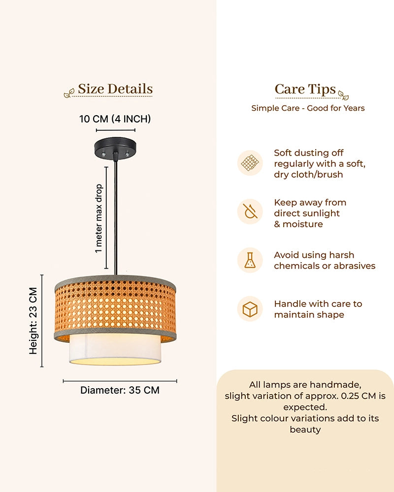 Decorative Rattan Pendant Ceiling Lamp for Living Room, Bedroom and Home