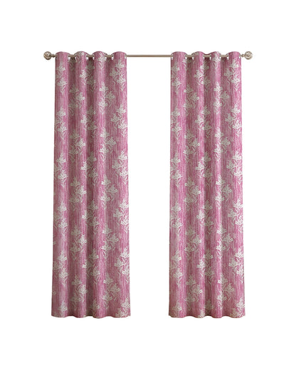 Elegant Polyester Door Curtain with Eyelets (Pink, 7 ft)