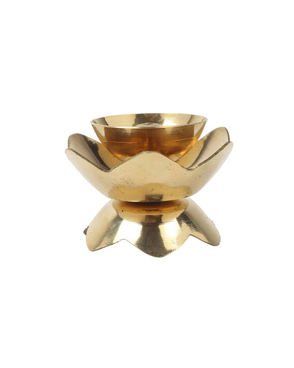 Brass Lotus Diya for Pooja Room & Home Temple Decor (Gold)