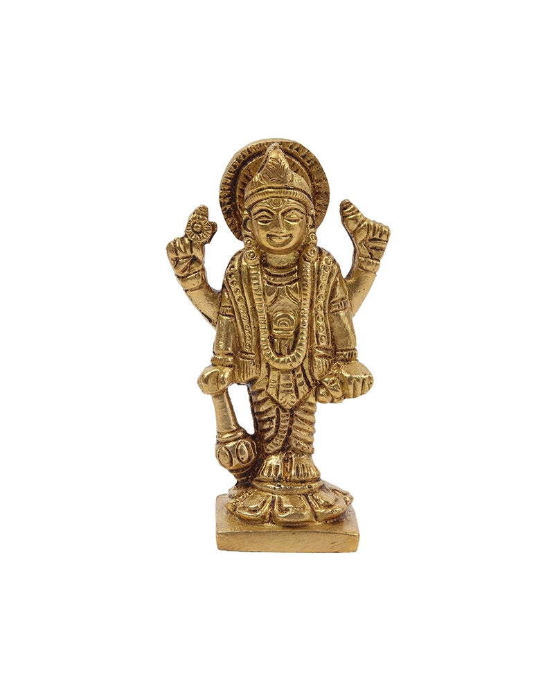 Brass Lord Vishnu Ji Brass Figurine for Pooja Items, Spiritual Home Decoration