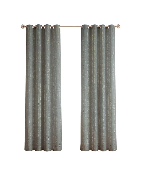 Textured Linen Eyelet Curtain for Doors (Grey, 7 ft)