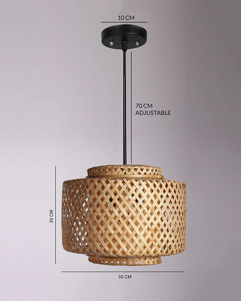 Elegant Cane Hanging Lamp for Living Space and Dining Area