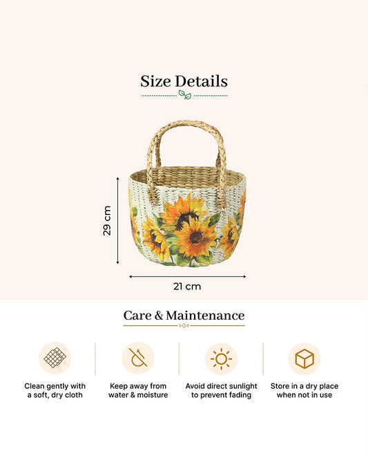 Decorative Seagrass Fruit Hamper Basket for Home and Table Display