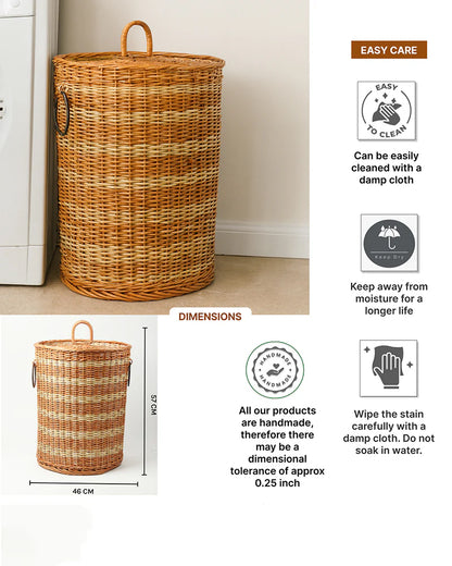 Wicker Laundry Basket for Clothes, Durable Clothes Storage Basket