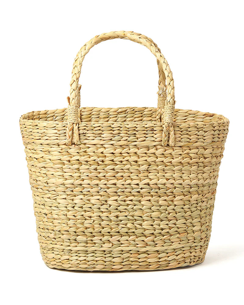 Handwoven Seagrass Embroidered Tote Bag for Market, Storage & Travel