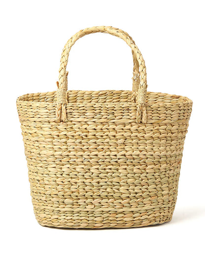 Handwoven Seagrass Embroidered Tote Bag for Market, Storage & Travel