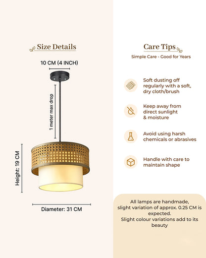 Decorative Rattan Pendant Ceiling Lamp for Living Room, Bedroom and Home