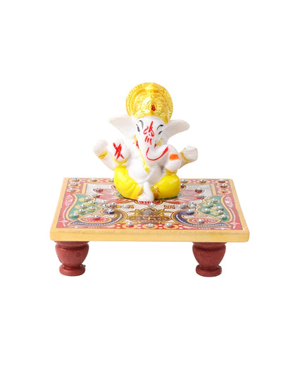 Decorative Marble Lord Ganesha Idol for Mandir, Shelves, and Pooja Room