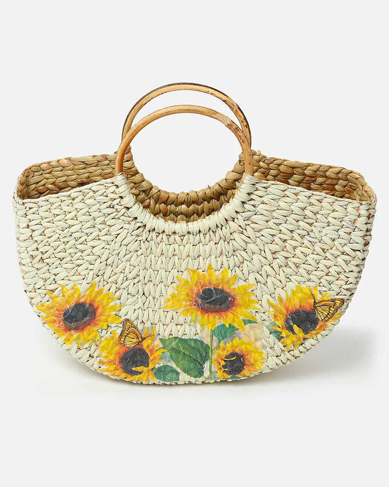 Handwoven Seagrass Beach Tote Handbag