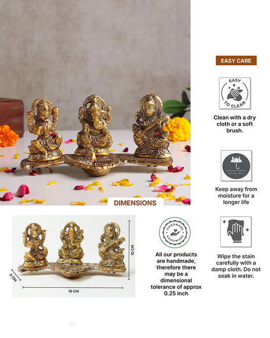 Lakshmi Ganesh Saraswati idol | Lakshmi Ganesh Saraswati Diya | Pooja Idol & God Murti