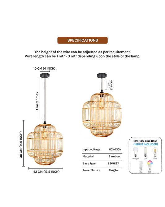 Natural Bamboo Pendant Light for Balcony and Hall