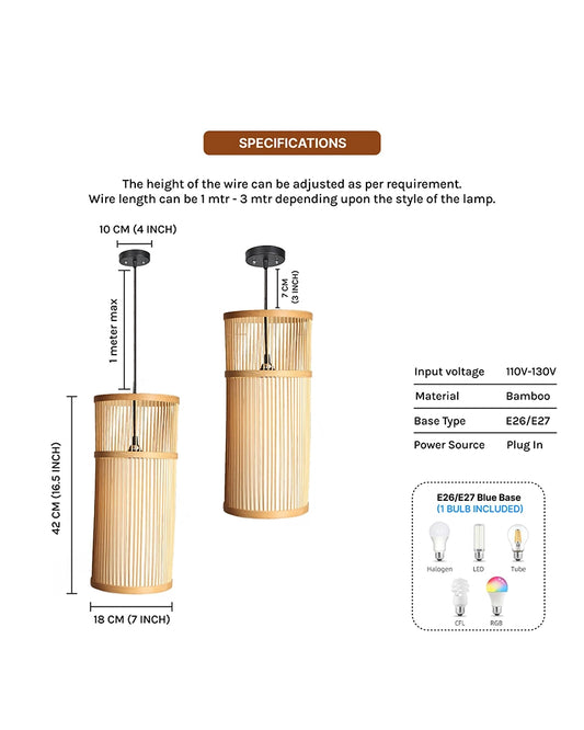 Boho Bamboo Hanging Lamp for Cafe and Home Interiors