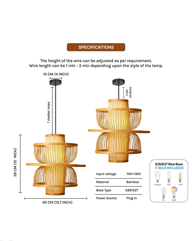 Bamboo Ceiling Lamp for Living Room Decoration