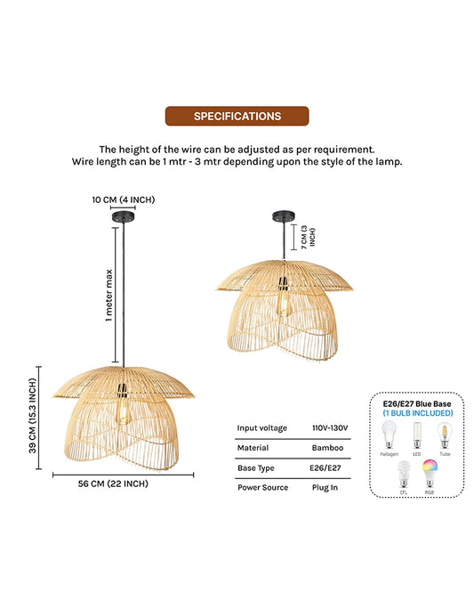 Artistic Bamboo Ceiling Light for Hall and Living Area