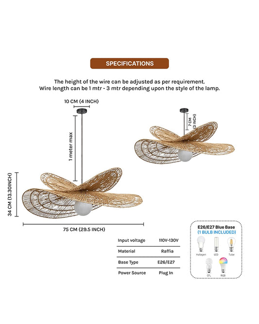 Artistic Raffia Ceiling Light for Living Room Decoration