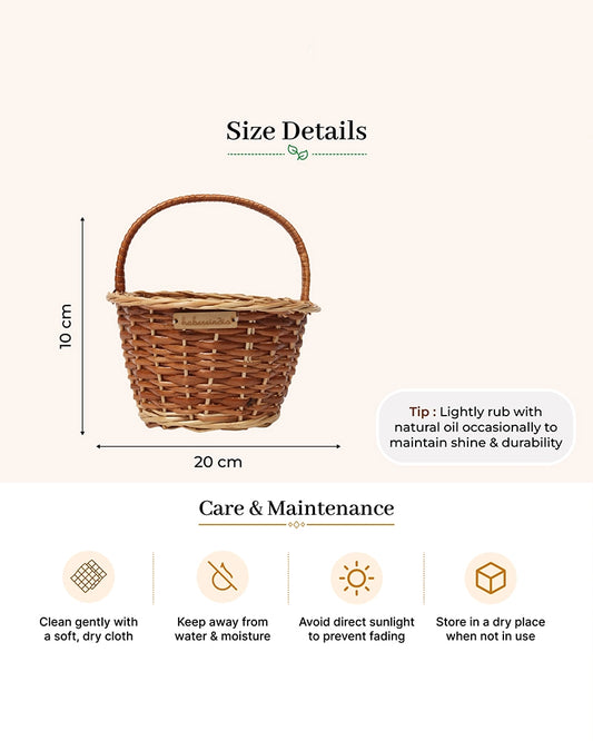 Handcrafted Wicker Round Basket for Fruits, Flowers, and Home Storage